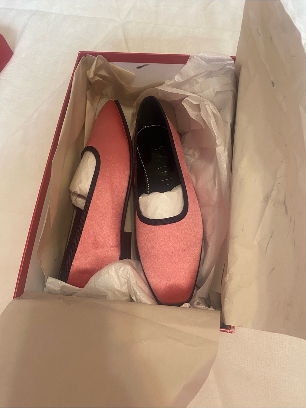 STAUD Pink Ballet Flat with Black Trim - Picture 5 of 8
